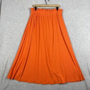 Boden Pull On Maxi Skirt Womens Petite 10P Orange Jersey Knit Elastic Waist
